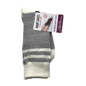 Muk Luks Women’s Crew Waffle Boot Socks Size 6-11 Gray/Cream New